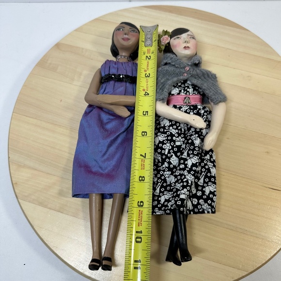 Du Buh Du Designs Art Doll Signed Christine Alvarado Handmade Artisan Set of 2 - Picture 12 of 13